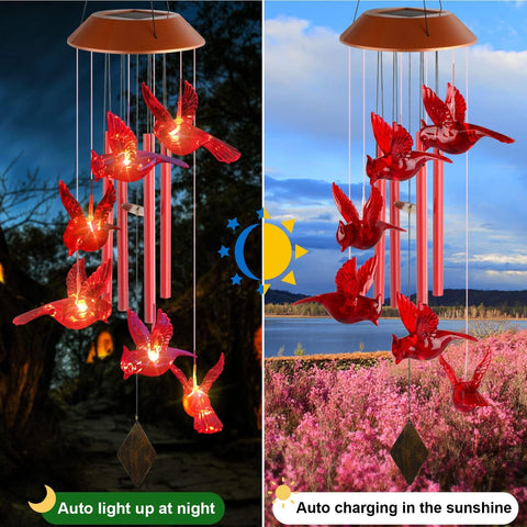 Solar Cardinal Memorial Wind Chimes - Memorialine