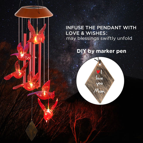 Solar Cardinal Memorial Wind Chimes - Memorialine