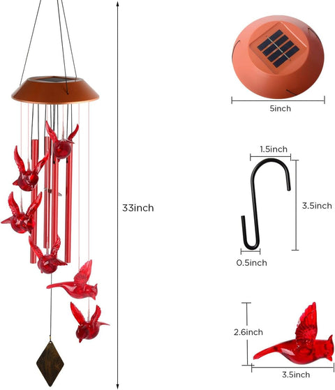 Solar Cardinal Memorial Wind Chimes - Memorialine