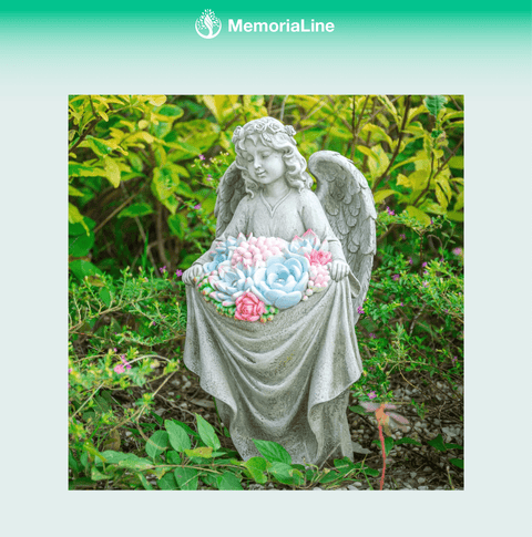 Solar Garden Angel Statue with LED Lights - Memorialine