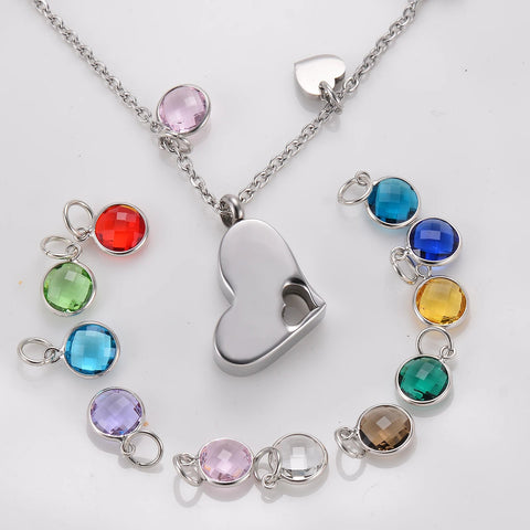 Stainless Steel Heart Cremation Urn Necklace Ash Jewelry Memorial Keepsake Pendant Necklace - Memorialine