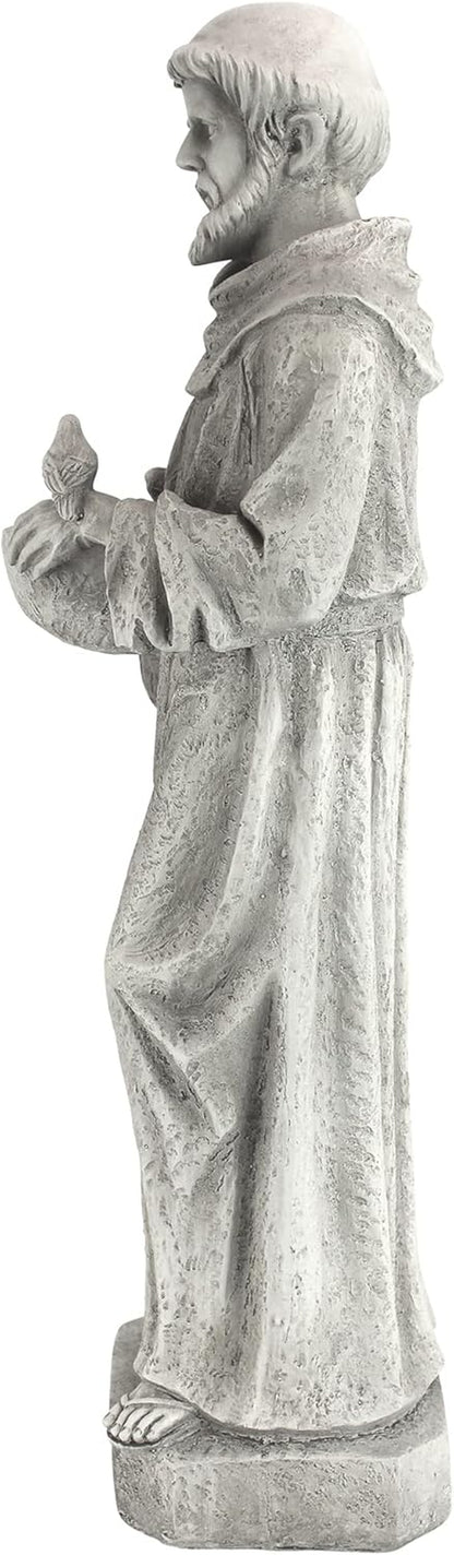 HF309480 Nature'S Nurturer Francis of Assisi Religious Garden Decor Statue Small Size, 6 Inches Wide, 20 Inches Tall Handcast Polyresin, Antique Stone Finish