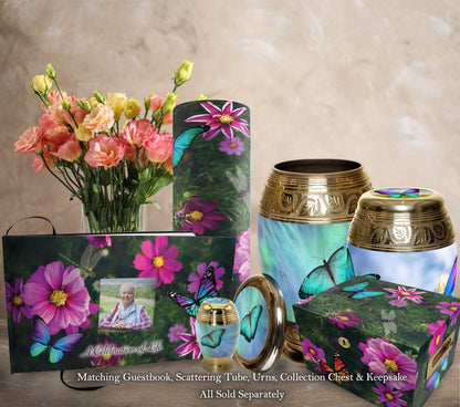 Magical Garden Cremation Urn Memorial Collection Chest with Lock and Key, Cremation Urns for Adult Ashes, Urns for Human Ashes Adult or Chilld