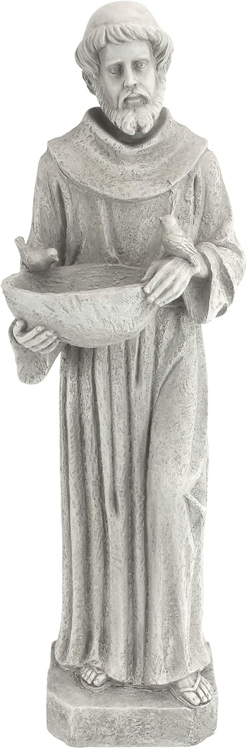 HF309480 Nature'S Nurturer Francis of Assisi Religious Garden Decor Statue Small Size, 6 Inches Wide, 20 Inches Tall Handcast Polyresin, Antique Stone Finish