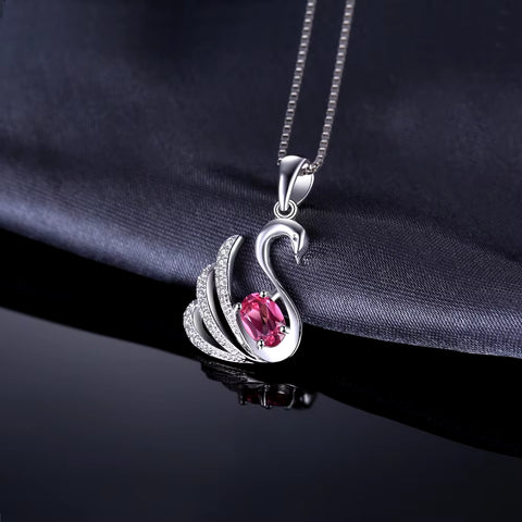 Swan Pink Topaz Sterling Silver Pendant (No Chain)