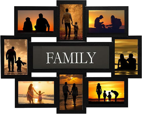 8 Opening Family Reunion Photo Frames, Collage Picture Frames for Wall Decor, Reunion Friends Memory Photo Frame Selfie Gallery Collage, Wall Hanging for 4X6 Picture Frames Black