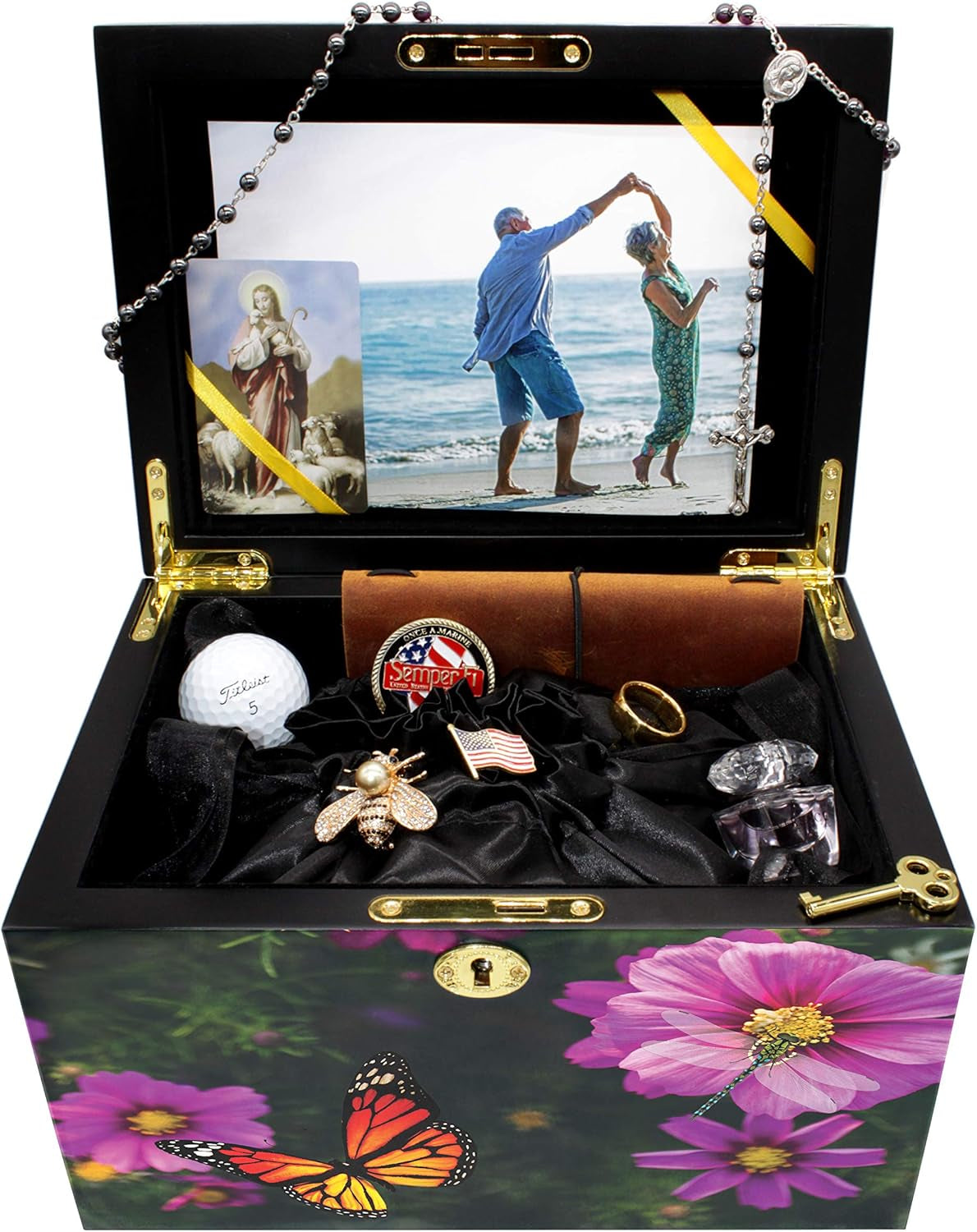 Magical Garden Cremation Urn Memorial Collection Chest with Lock and Key, Cremation Urns for Adult Ashes, Urns for Human Ashes Adult or Chilld