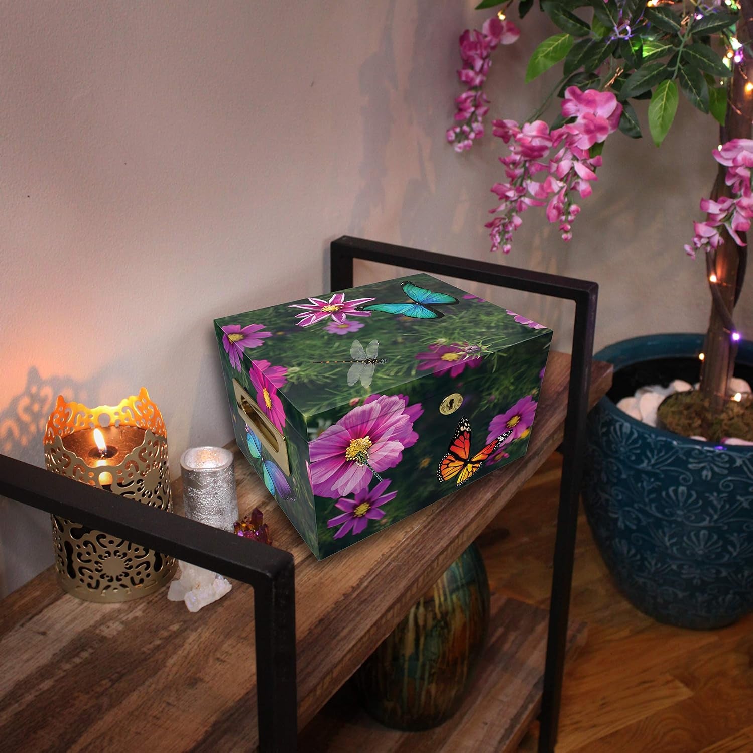 Magical Garden Cremation Urn Memorial Collection Chest with Lock and Key, Cremation Urns for Adult Ashes, Urns for Human Ashes Adult or Chilld