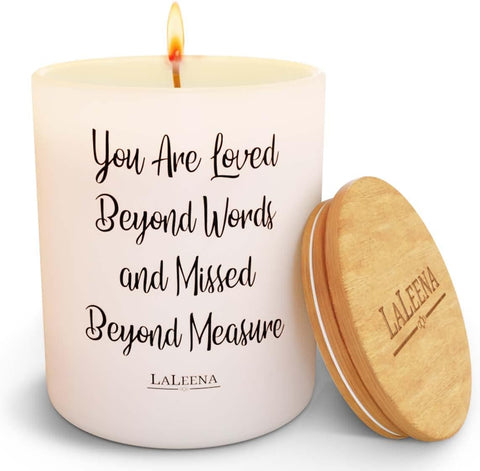 Memorial Candle -  - Sympathy Candle - Loss of Father Present - Loss of a Mother Sympathy Present - Missing a Friend - Celebration of Life (Loved beyond Words, Vanilla)