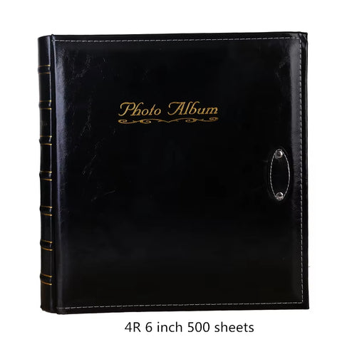 PU Leather Vintage Bronzing Cover Photo Album 6-Inch 500 Sheets Interstitial Pictures Photo Album Wedding Travel Birthday Memory