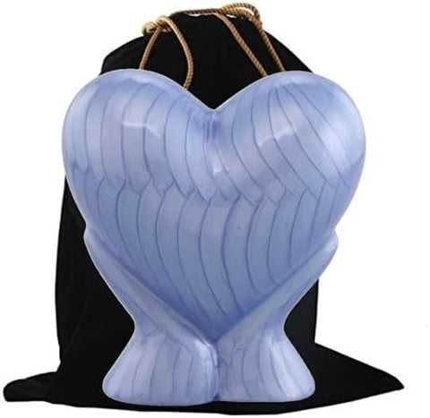 Forever Heart Cremation Urn - Adult Cremation Urn - Funeral Urn for Ashes - Metal Cremation Urn for Adults with Velvet Bag (Blue)