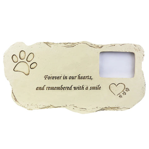 Personalized Pet Memorial Stone with Photo Frame Paw Print Grave Pet Monument Tombstone for Dogs Cats JSYS