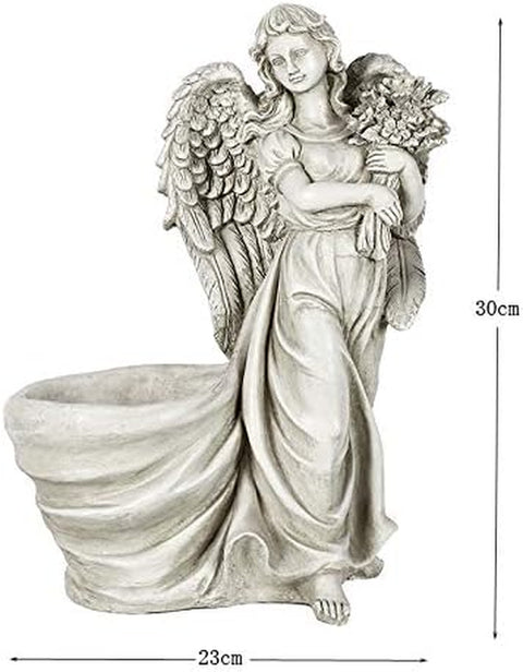 Sunray Garden Landscape Statues, Angel Statues, Garden Decoration, Hand-Carved Finish 12.1‘’H (Angel Flowerpot)