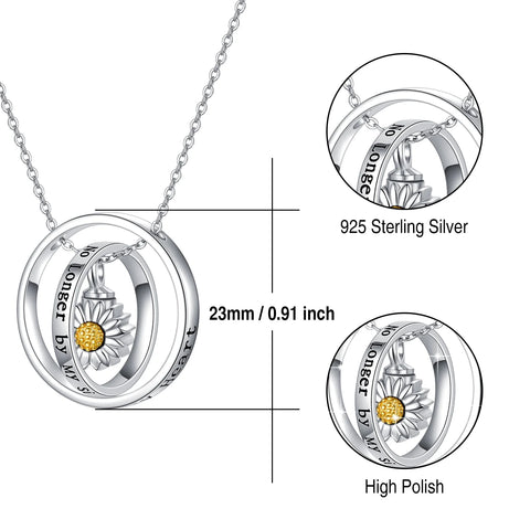 Sunflower Urn Necklace for Ashes 925 Sterling Silver Cremation Jewelry Memorial Keepsake Pendant Necklace Sunflower Jewelry Gifts for Women Girl