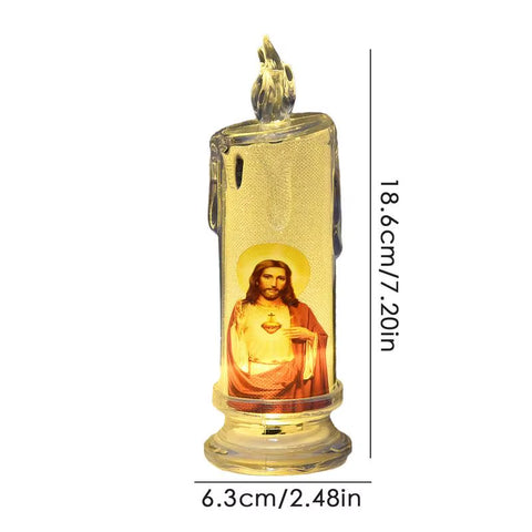 Prayer Candles Flameless LED Jesus Saints Religious Decorative Candles Devout Prayer Candles Religious Candles Festival