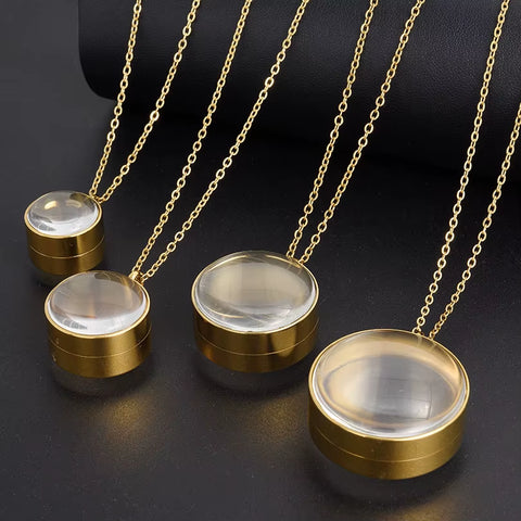 1Pc 15-30Mm DIY Acier Inoxydable Double Curved round Locket Pendant Necklaces Living Glass Ashes Medaillon Women Collar Jewelry