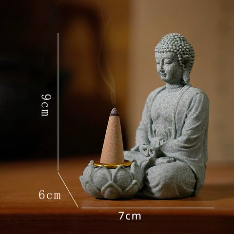 Zen Buddha Statue Incense Holder Home Decoration Candle Tea Light Holders Decor for Garden Patio Desk Porch Yard Art Ornaments