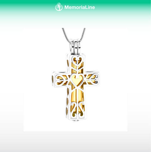 Cremation Cross Urn Necklace for Ashes