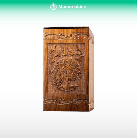 Tree of Life Wooden Cremation Urn – Adult, 250Lbs Capacity