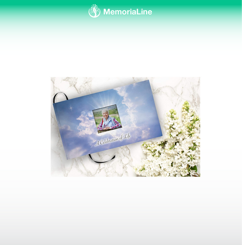 Heavenly Cross Funeral Guest Book - Celebration of Life Memorial Sign-In Book