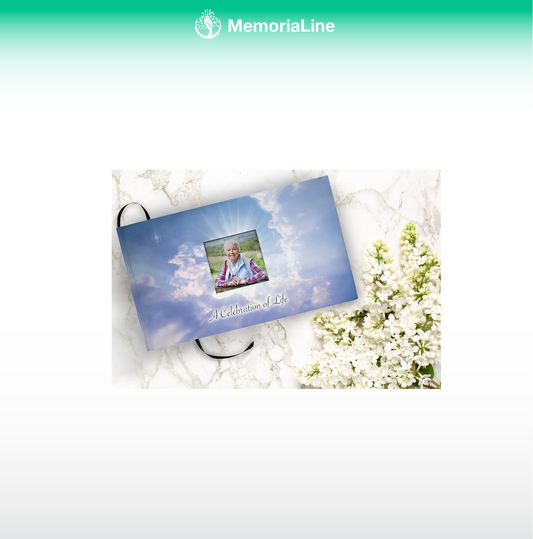 Heavenly Cross Funeral Guest Book - Celebration of Life Memorial Sign-In Book