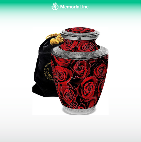 Crimson Rose Urn – Handcrafted Decorative Ashes Urn for Women