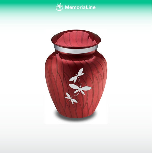 Keepsake Embrace Dragonflies Cremation Urn (Pearl Candy Red)