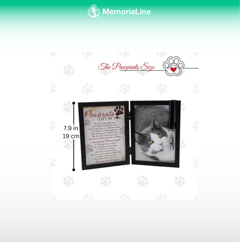 Cat Memorial Frame with Ash Vial & "Pawprints Left by You" Poem – Pet Loss Gift