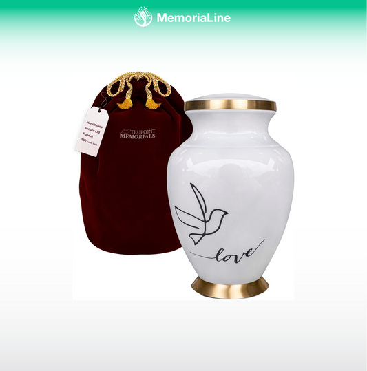 Large White Cremation Urn for Adult Ashes – Decorative Urn for Men and Women