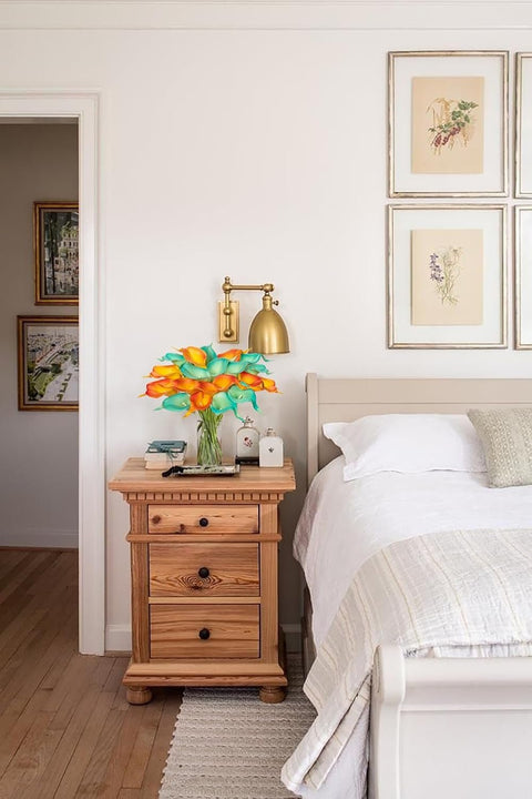 20 Pcs Calla Lily Artificial Flowers Real Touch Blue Flowers Artificial for Decoration Calla Lillies Artificial Orange Fake Flowers Tiger Lilly Flowers Calla Lily Bouquet for Wedding Home Decor - Memorialine