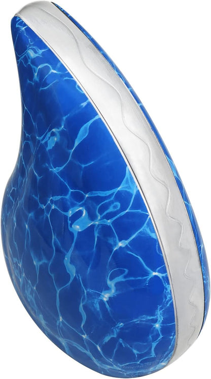 Teardrop Blue Sea Decorative Urns, Funeral Cremation Urn for Human Ashes Adults - Display Burial at Home or in Niche at Columbarium, Handcrafted Engraved Aluminum Urns for Ashes -Male / Female - Large