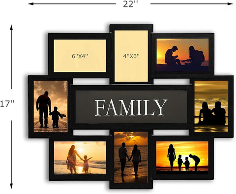 8 Opening Family Reunion Photo Frames, Collage Picture Frames for Wall Decor, Reunion Friends Memory Photo Frame Selfie Gallery Collage, Wall Hanging for 4X6 Picture Frames Black