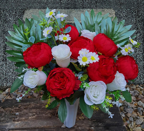 Artificial Flowers for Cemetery with Vase,Cemetery Flowers for Grave Vase,Flo...