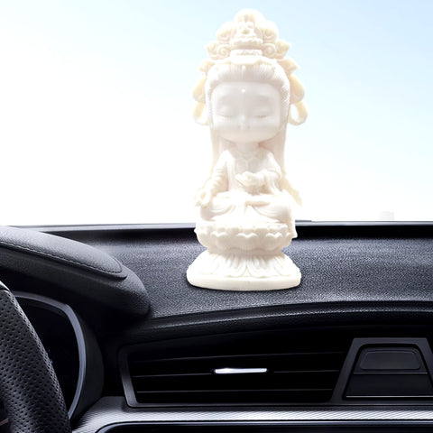 Mini Buddhism Figurine Statue Car Decoration Decorative Lifelike Resin Miniature Crafts Dolls Meditating Statue for Bedroom