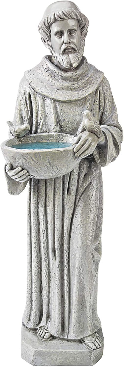 HF309480 Nature'S Nurturer Francis of Assisi Religious Garden Decor Statue Small Size, 6 Inches Wide, 20 Inches Tall Handcast Polyresin, Antique Stone Finish