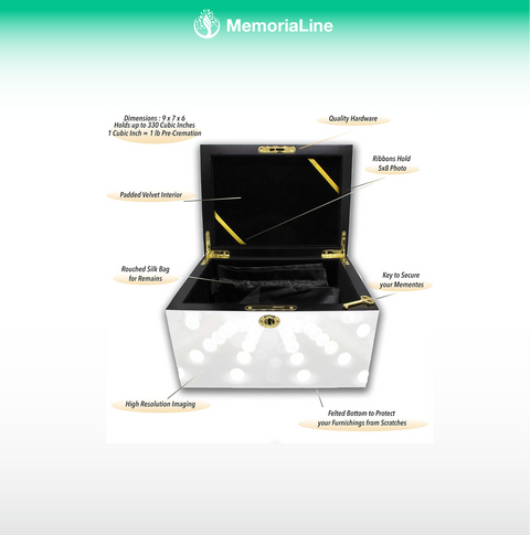 White Cross Memorial Chest for Ashes with Lock – Cremation Urn for Adults or Children