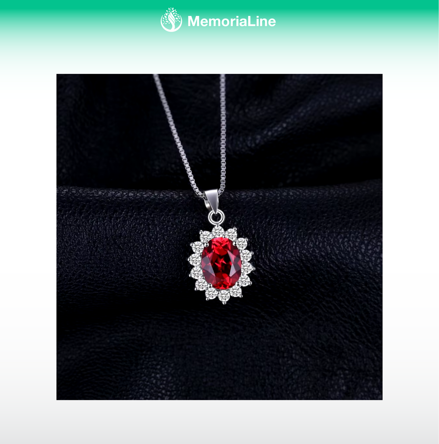 Diana Red Garnet Sterling Silver Pendant (No Chain)