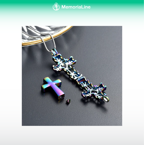 Cremation Cross Urn Necklace for Ashes