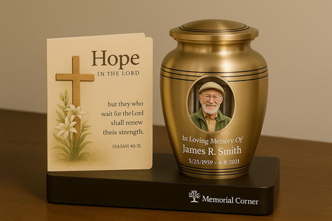 Personalized Memorial Corner Set- Custom Cremation Urn