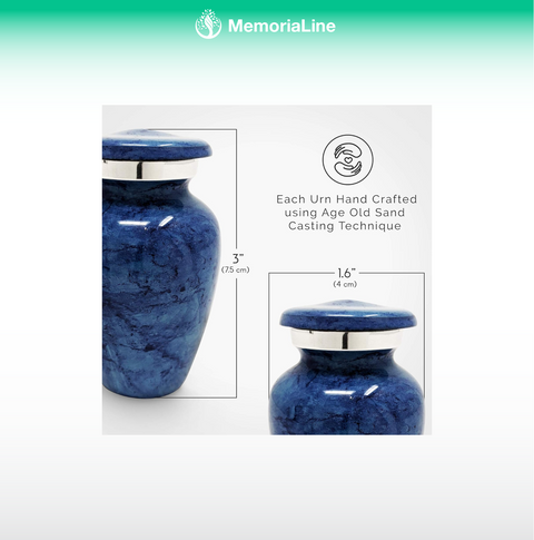 Pisces Blue Small Aluminum Keepsake Cremation Urn, Available in 4 Colors