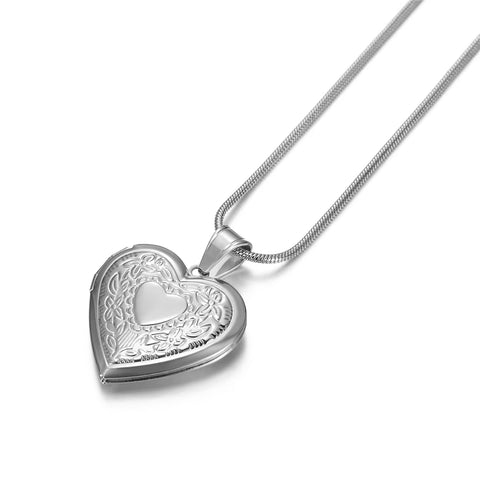 High End Love Heart Photo Locket Pendant Necklace Stainless Steel Snake Chain Gold Color Memory DIY Openable Jewelry for Women