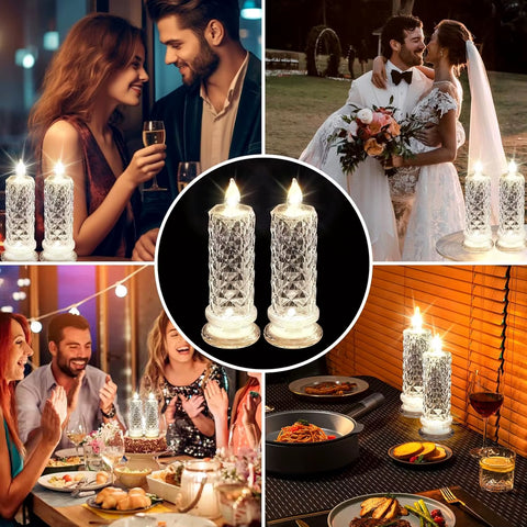 Crystal Candles LED Light Transparent Flameless Battery Power Lantern Night Lamp Wedding Party Birthday Xmas Halloween Decor