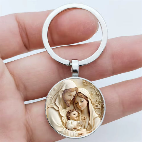 1Pc Retro Virgin Mary Alloy Keychain - Religious Time Gem Pendant Suitable for Car Keys and Backpack Pendant Gift