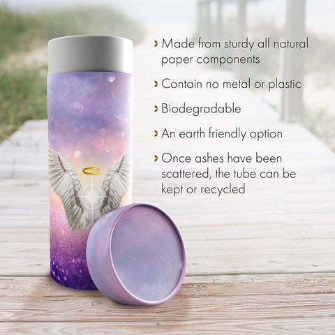 Guardian Angel (Pink) Scattering Urns for Human Ashes Adult - Eco Friendly Biodegradable Urns for Human Ashes - Cremation Urns for Adult Ashes - Scattering Tube - Biodegradable Urns for Human Ashes