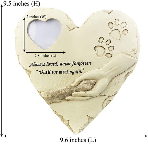 Heart Shape Pet Memorial Stones Dog Memorial Stones with Photo Frame, Paw Prints Pet Dog Grave Markers Headstones Sympathy Pet Memorial Gifts Dog Memorial Gifts Loss of Pet Gifts Dog