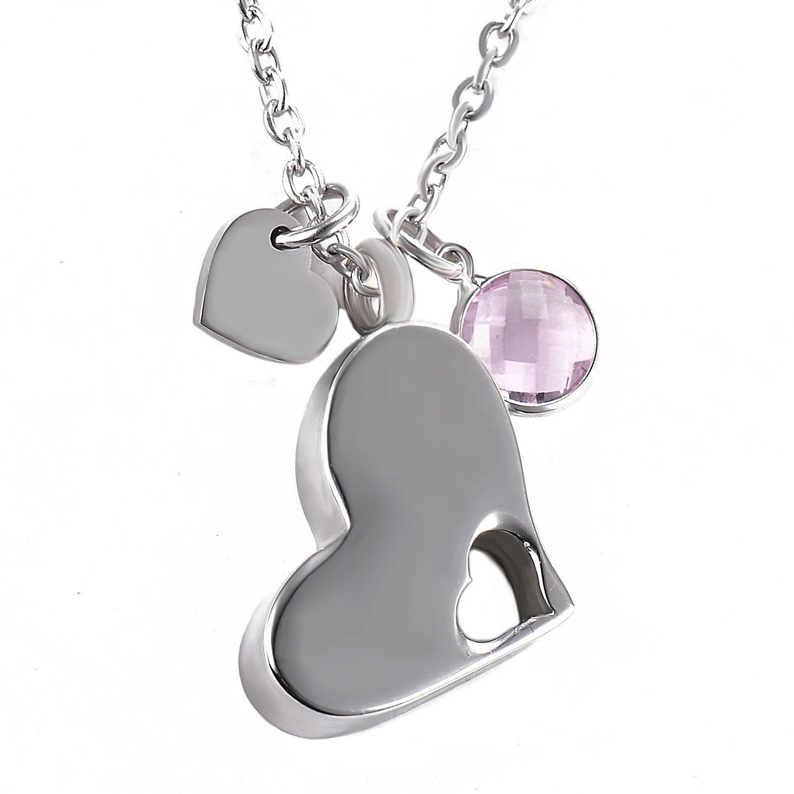 Stainless Steel Heart Cremation Urn Necklace Ash Jewelry Memorial Keepsake Pendant Necklace