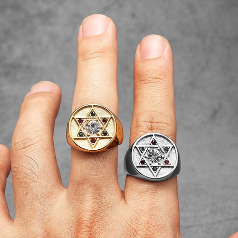 Solomon Star of David Men Rings Stainless Steel Women Jewelry Punk New in Rock Cool Stuff Fashion Accessories Gift Wholesale