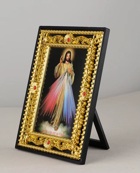 Cottvott Golden Holy Family St. Michael Archangel Our Lady Sacred Heart Picture Frame Ornament Plastic Wall Art Home Decor Gifts