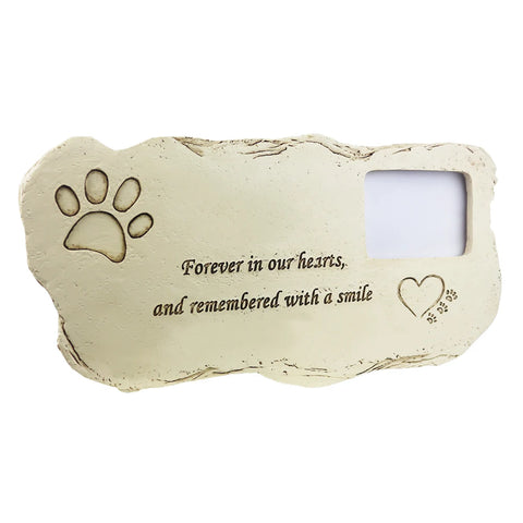 Personalized Pet Memorial Stone with Photo Frame Paw Print Grave Pet Monument Tombstone for Dogs Cats JSYS