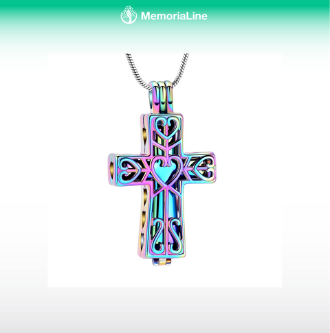 Cremation Cross Urn Necklace for Ashes